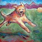 Bounce! (Golden Retriever), Acrylic on canvas – 16 in x 20 in- SOLD 