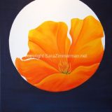 California Poppy with Moon Meditation, Acrylic on Canvas- 30 in x 24 in – Not For Sale