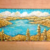 Donner Lake Light – acrylic on reclaimed cabinet door – 26.75 in x 15.25 in. – SOLD