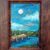 Donner Dock 1 – Late Spring, acrylic on reclaimed cabinet door – SOLD