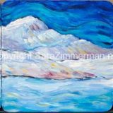 Donner Lake Triptych, 10 in x 10 in acrylic on acrylic panels mounted to a black frame at 16 in x 36 in – SOLD