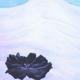 Donner With Black Flower, acrylic on paper, Framed: 11.75 in x 9.25 in – $160