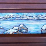 East Lake Tahoe in Winter, acrylic on cabinet door – SOLD