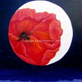 Moon Meditation with Red Poppy, Acrylic on Canvas- 36 in x 36 in – Not For Sale