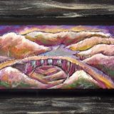 Rainbow Bridge, Acrylic and recycled papers on recycled cabinet doors – SOLD 