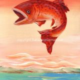 Red Fish (Study), Acrylic on Paper- 10 in x 8.125 in -SOLD 