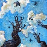 Swallows (Study), Acrylic on Canvas- 8 in x 6 in -SOLD 