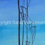 Telephone Poles, Watercolor and Ink on Paper- 16.25 in x 5.2 in – $175