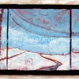 Winter Path, Acrylic on 3 canvases, Framed: 8.5 in x 20.5 in – SOLD