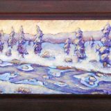 Winter Sunrise – 19.75 x 32.75 in, acrylic on recycled cabinet door – $650