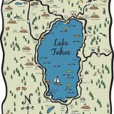 Hand-drawn Full Lake Tahoe Map Illustration