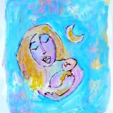 Hand-painted illustration of motherhood