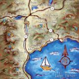 Hand Painted Lake Tahoe map for realtor