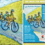 Hand painted image of bicyclists created for the use of this benefit poster.