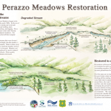 Perazzo Restoration Interpretive Sign with science illustration and graphic design