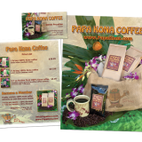Coffee branding for Papa Kona, including flyers and sales sheets.