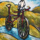 Love My Bike, acrylic on paper, framed at 11 in x 14 in – SOLD