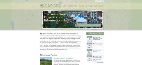 Truckee Green Network website design Lake Tahoe