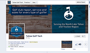 Tahoe Golf Tech has a branded Facebook page so viewers know immediately what they offer and that they are a professional service.