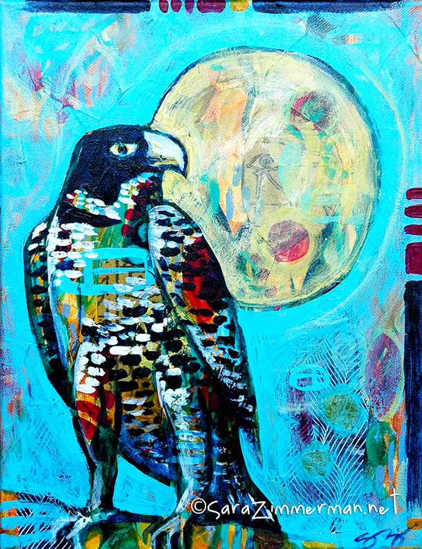 bird art and falcon paintings by california up and coming female painter Sara Zimmerman