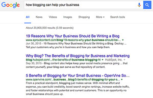 Writing blog posts helps google rankings