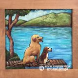 Donner Lake Dock in Summer- 18in x 19.5in – acrylic on wood – SOLD