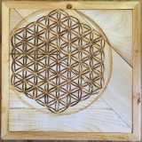 Flower of Life #1 – Pecan and Pine panel – 13" x 13" – SOLD