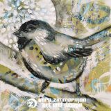 Mountain Chickadee 1, 12in x 12in, acrylic on canvas, SOLD