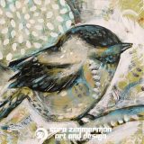 Mountain Chickadee 2, 12in x 12in, acrylic on canvas, SOLD