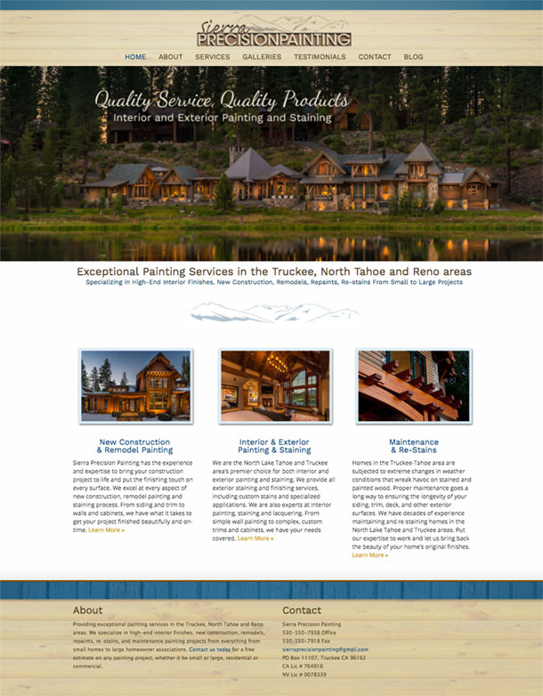 truckee web design project and lake tahoe website development project